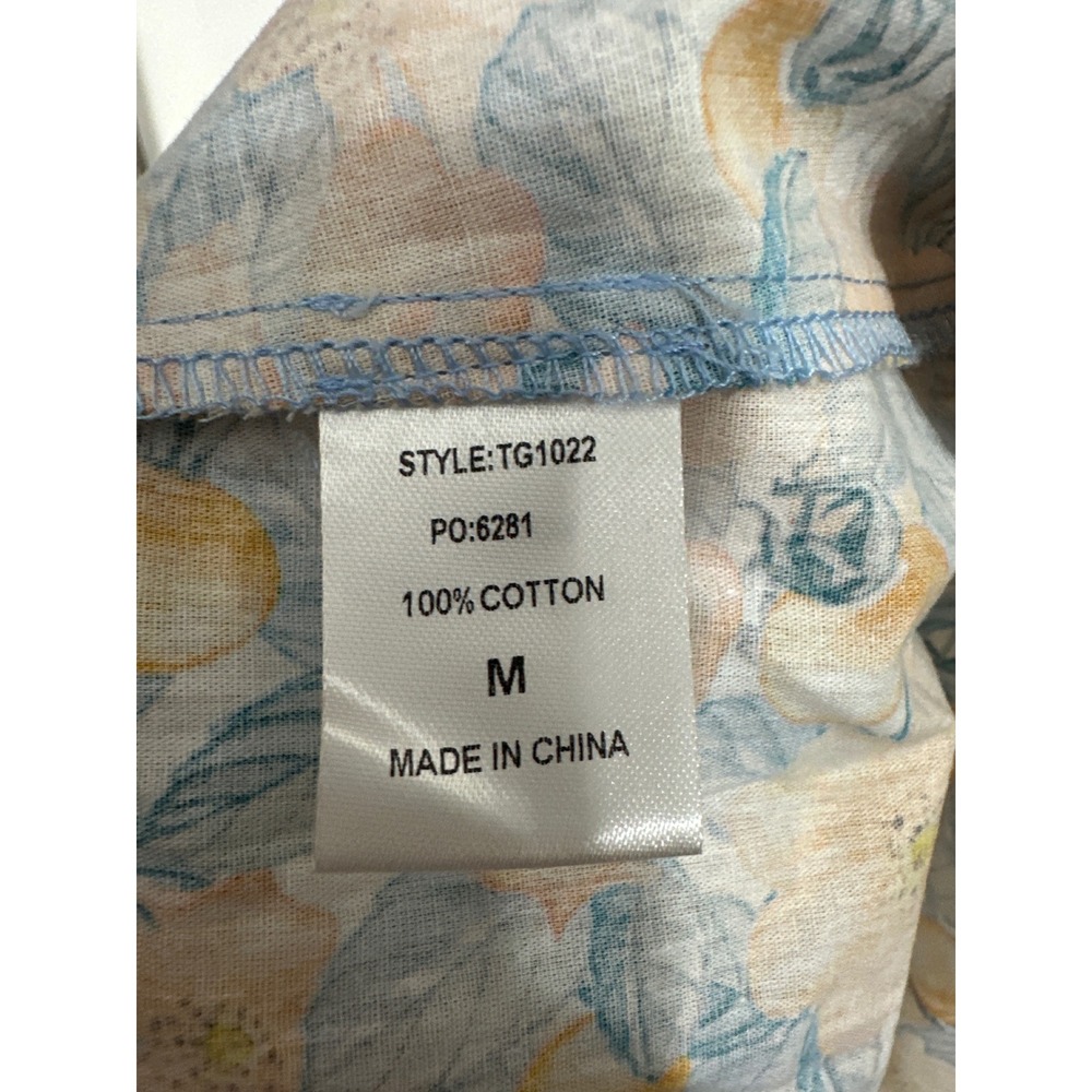 GIGIO USA Orange Blue Floral Smocked Waist Midi Dress Womens Size Medium V-Neck - Picture 10 of 10
